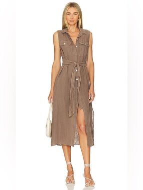 Bella Dahl Sleeveless Utility Duster Dress in Coastal Fog Sz M